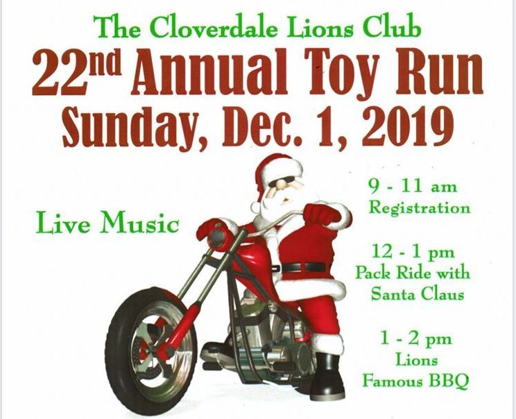 The Cloverdale Lions Club 22nd Annual Toy Run