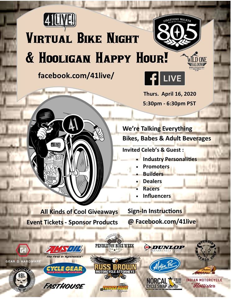 Virtual Bike Night & Hooligan Happy Hour | 41LIVE