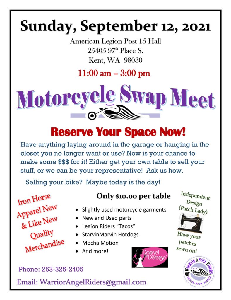 Warrior Angel Riders Motorcycle Swap Meet Sept 12, 2021
