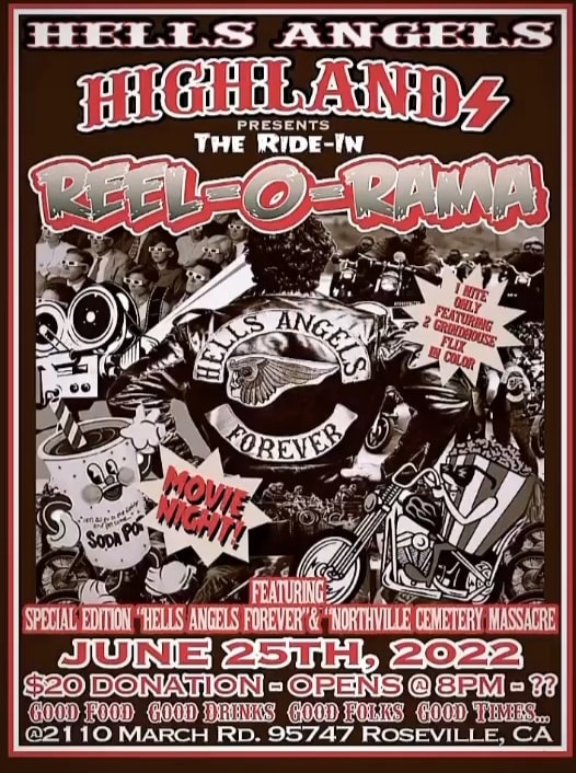 Hells Angels Highlands Ride In Reel-O-Rama June 25, 2022 Roseville, CA