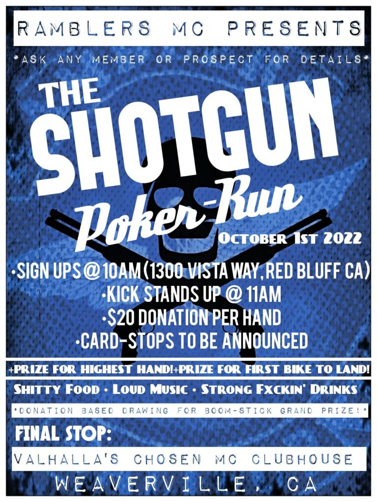 Ramblers MC presents The Shotgun Poker Run Oct 1, 2022