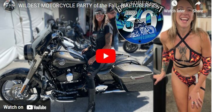 WILDEST MOTORCYCLE PARTY of the Fall - BIKETOBERFEST! - Cycle Drag at Daytona Beach, Florida