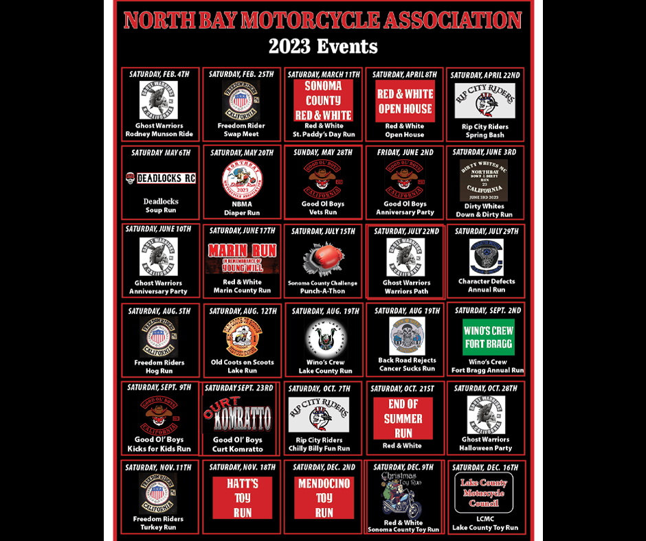 North Bay Motorcycle Association 2023 Event Calendar