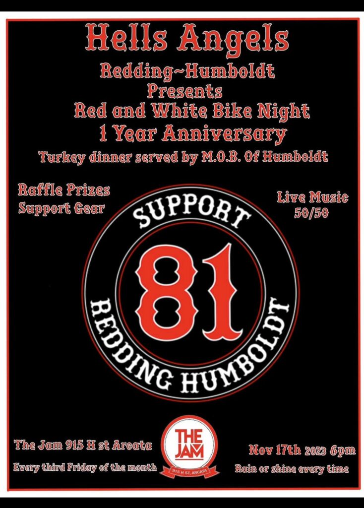HAMC Redding-Humboldt 1 Year Anniversary Bike Night Turkey Feed